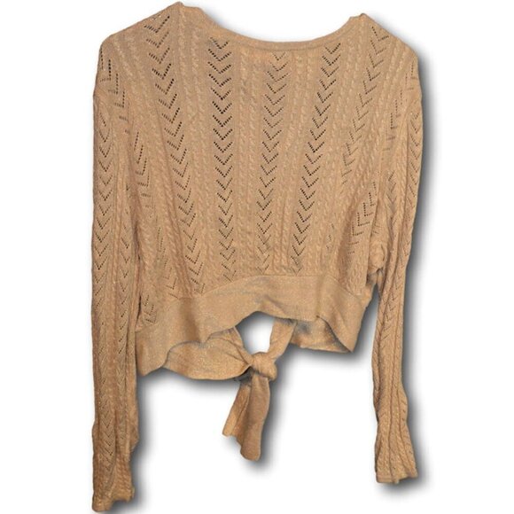 Lane Bryant Gold Lurex Tie Front Cropped  Cardigan Size: 18-20 - Picture 2 of 2